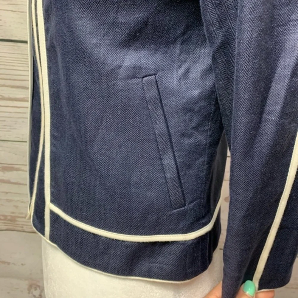NWOT J. Crew Navy Herringbone Linen Blazer